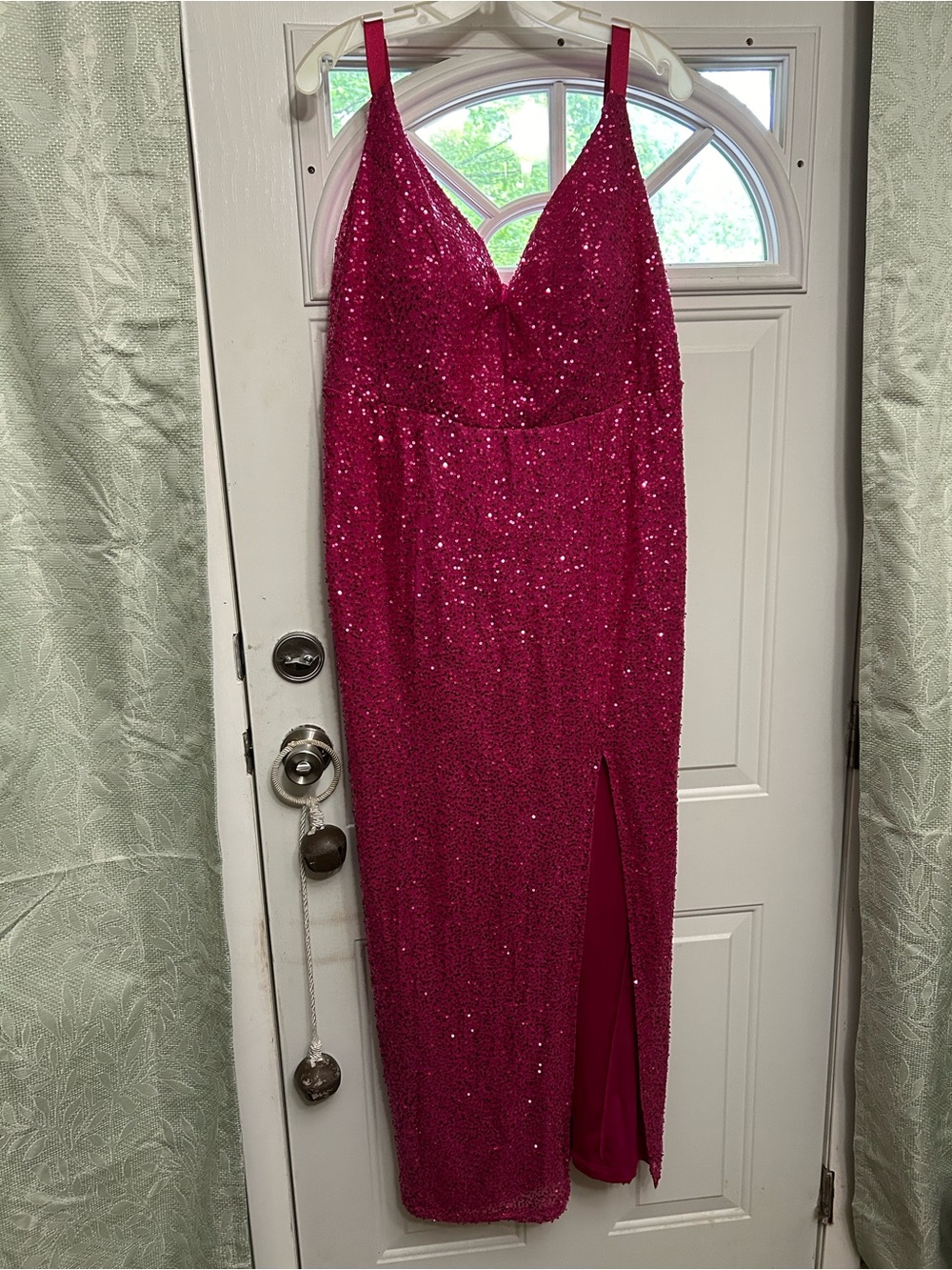 Amore Belle Fuchsia Sequin V-Neck Gown